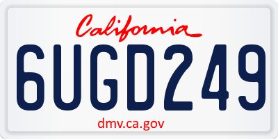 CA license plate 6UGD249