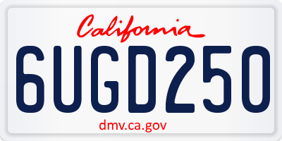 CA license plate 6UGD250