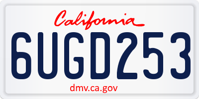 CA license plate 6UGD253