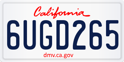 CA license plate 6UGD265