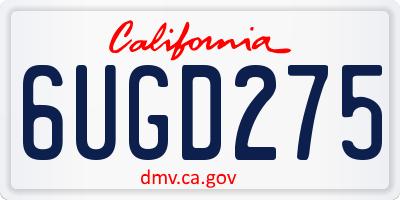CA license plate 6UGD275