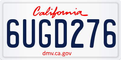 CA license plate 6UGD276