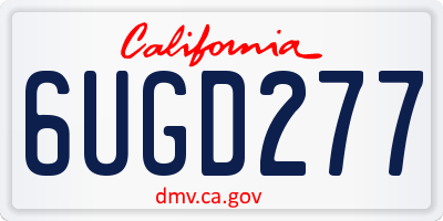CA license plate 6UGD277