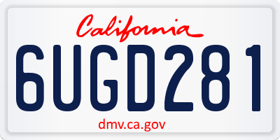 CA license plate 6UGD281