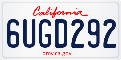 CA license plate 6UGD292