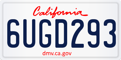 CA license plate 6UGD293