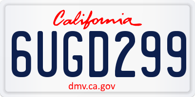CA license plate 6UGD299