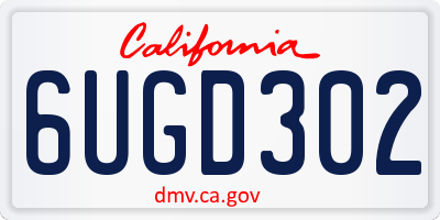 CA license plate 6UGD302