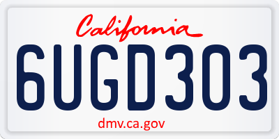 CA license plate 6UGD303