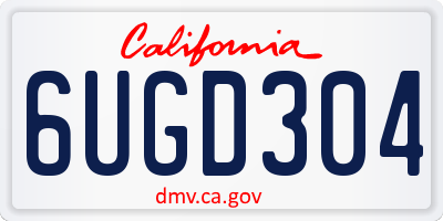 CA license plate 6UGD304