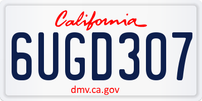 CA license plate 6UGD307