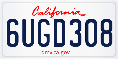CA license plate 6UGD308