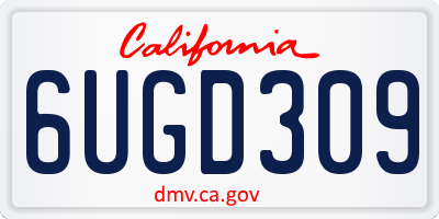 CA license plate 6UGD309