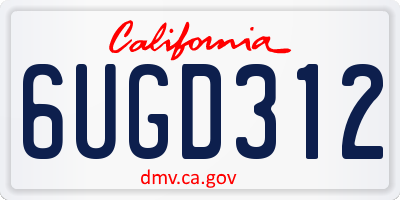 CA license plate 6UGD312
