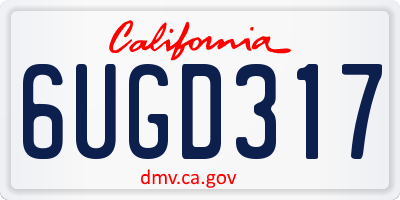 CA license plate 6UGD317