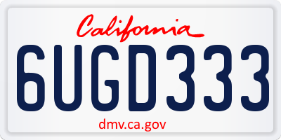 CA license plate 6UGD333