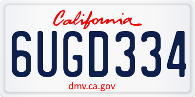 CA license plate 6UGD334