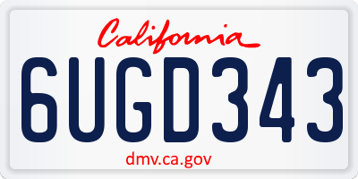 CA license plate 6UGD343