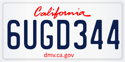 CA license plate 6UGD344