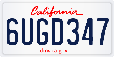 CA license plate 6UGD347
