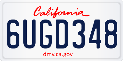 CA license plate 6UGD348