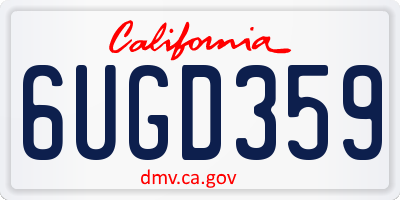 CA license plate 6UGD359