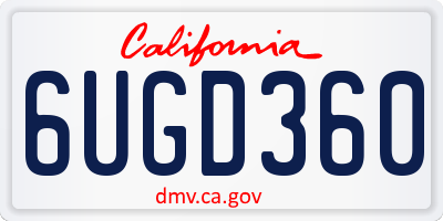 CA license plate 6UGD360