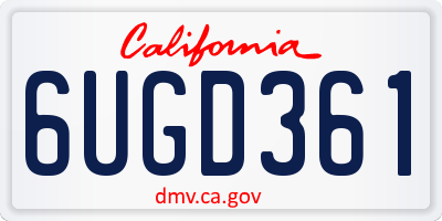 CA license plate 6UGD361