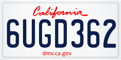 CA license plate 6UGD362