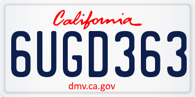 CA license plate 6UGD363