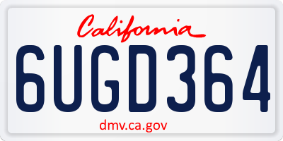 CA license plate 6UGD364