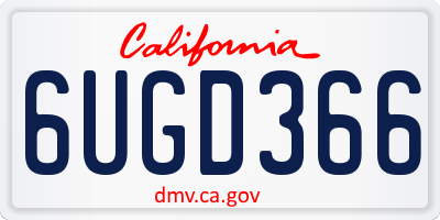 CA license plate 6UGD366