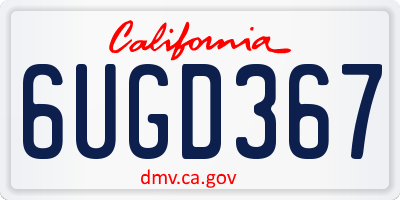 CA license plate 6UGD367
