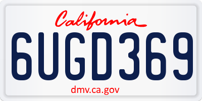 CA license plate 6UGD369