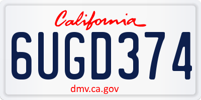CA license plate 6UGD374
