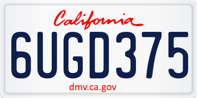 CA license plate 6UGD375