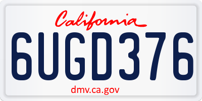 CA license plate 6UGD376