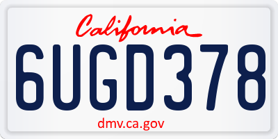 CA license plate 6UGD378