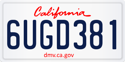 CA license plate 6UGD381