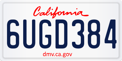 CA license plate 6UGD384