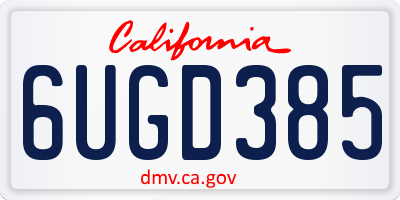 CA license plate 6UGD385