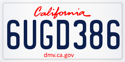 CA license plate 6UGD386