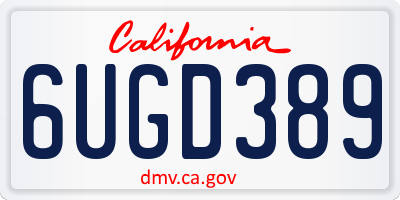CA license plate 6UGD389