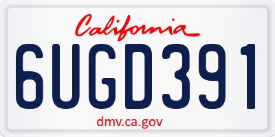 CA license plate 6UGD391