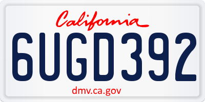 CA license plate 6UGD392