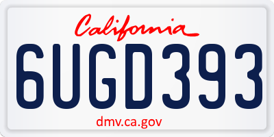 CA license plate 6UGD393