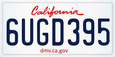CA license plate 6UGD395