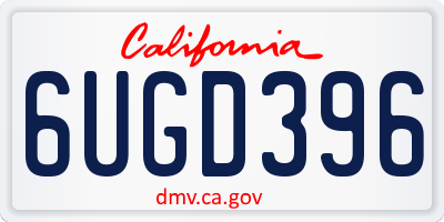 CA license plate 6UGD396