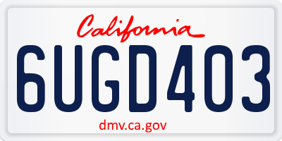 CA license plate 6UGD403