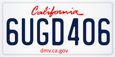 CA license plate 6UGD406